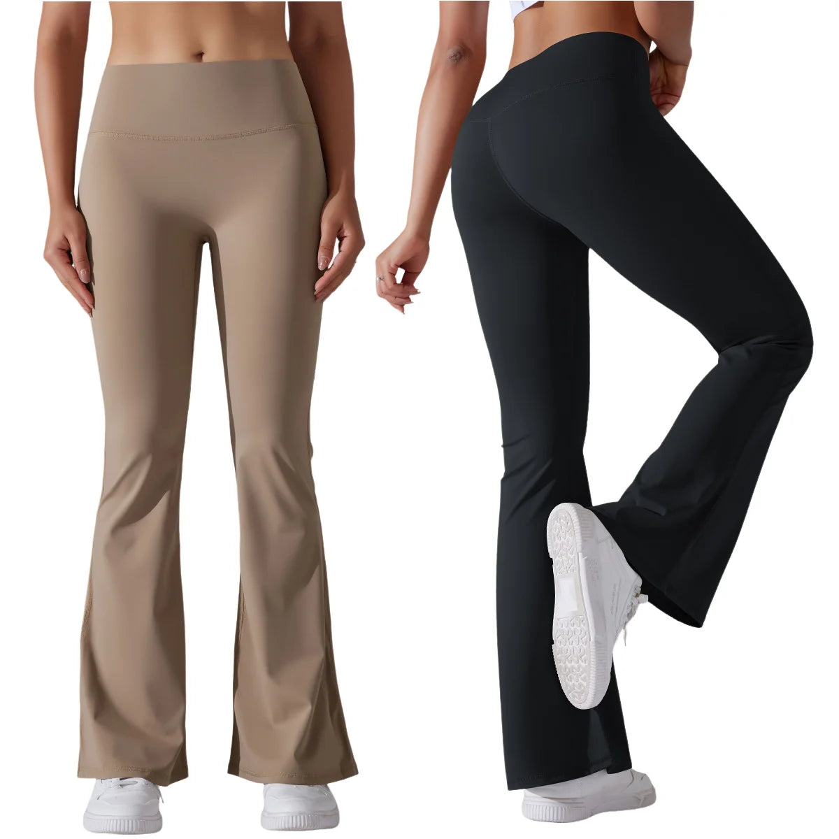 Women's Flared Yoga Pants Quick-Drying Casual Solid Pattern High Waist Wide Leg Spandex/Nylon for Casual Wear