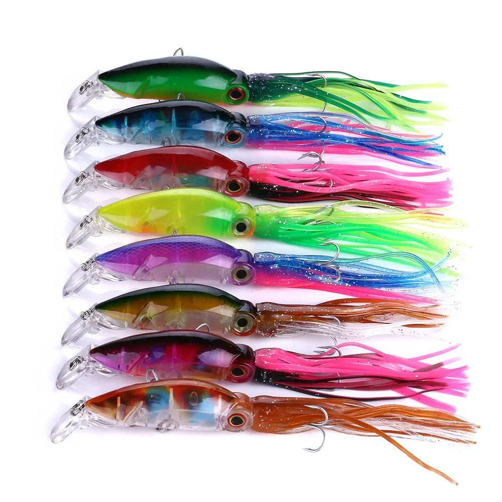 Hengjia Jig Octopus Bait with Tassel 10cm 16.6g Bearded Belted Fishing Lures