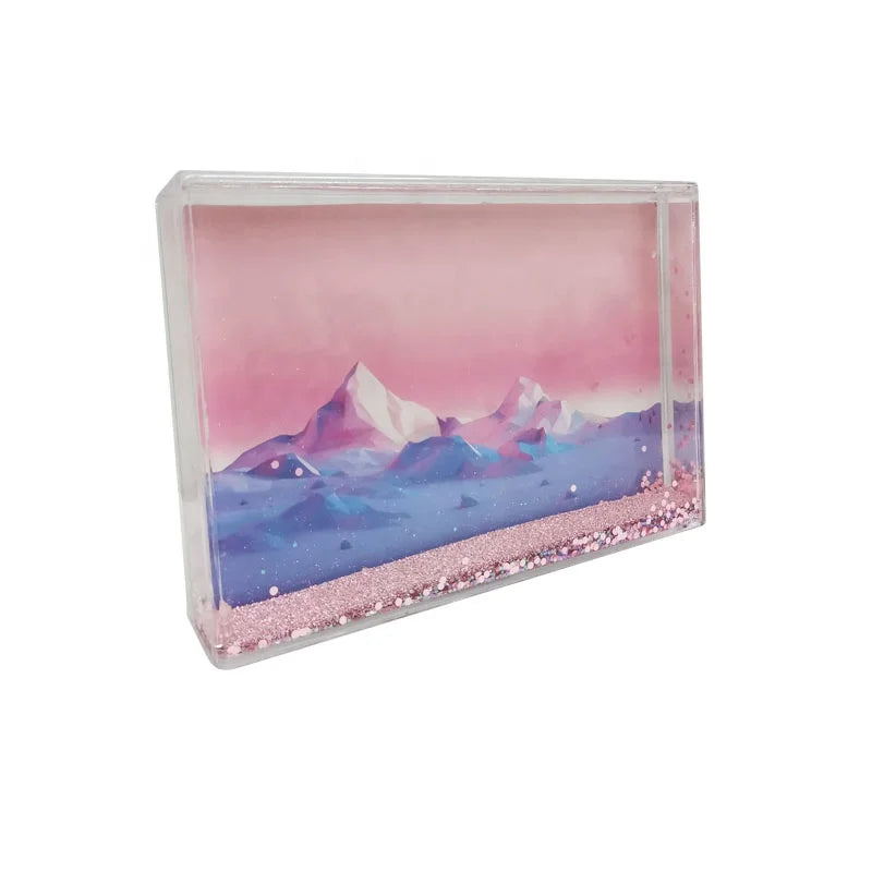 4x6 Inch Glitter Liquid Photo Frame Clear Plastic Acrylic Floating Sparkle Wedding Picture Frames for Decoration and Promotion
