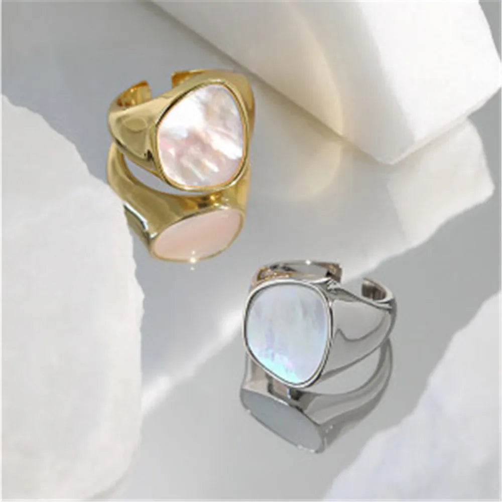 FUAMAY Custom Gold Plated 925 Silver and Shell Ring Beautiful Oval Shell Wedding/Party/Anniversary Jewelry Wholesale