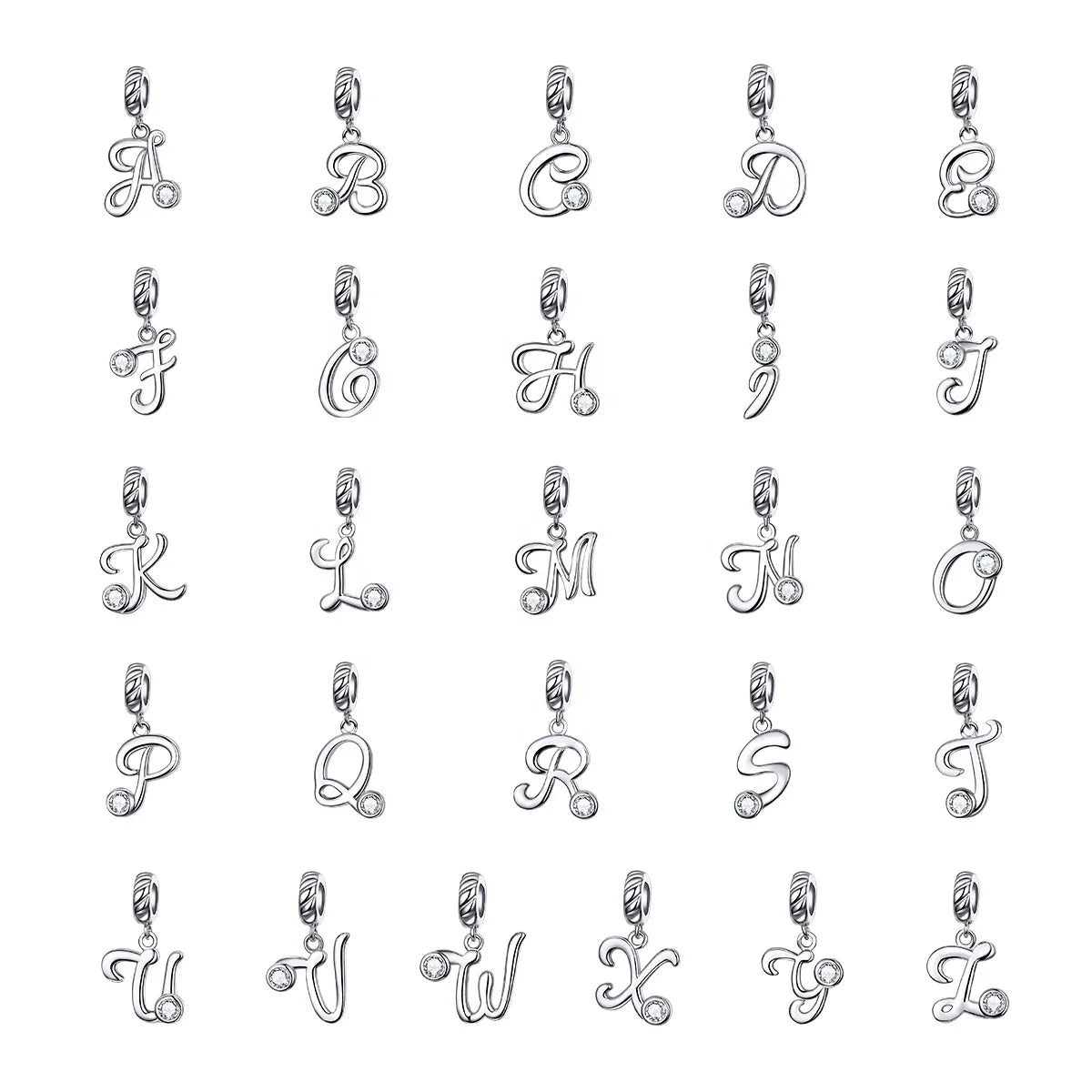 26 Letters Handwritten Alphabet Pendant 925 Sterling Silver Initial Charm for Bracelet Necklace DIY Jewelry for Women SCC1183