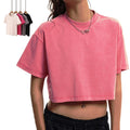 Wholesale 250 Gsm Oversized Cropped Cotton T-Shirts Fashion Washed Vintage Casual Women's Cropped Clothing T-shirt