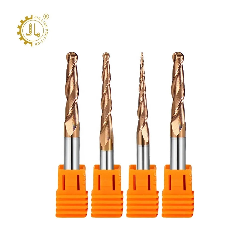 2 Flutes 6mm Taper Ballnose Endmill 3D Engraving Carving Cutter for Wood Aluminum Iron Copper-Customizable OEM Support