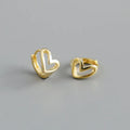 Elegant Romantic Heart Shaped 925 Sterling Silver Hoop Earrings for Women Gold Plated Simple Geometric Design for Weddings Gifts