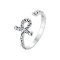 925 Sterling Silver Anka Cross Opening Ring Vine Markings Finger Ring for Women Anniversary Party Gift Fine Jewelry SCR972-E