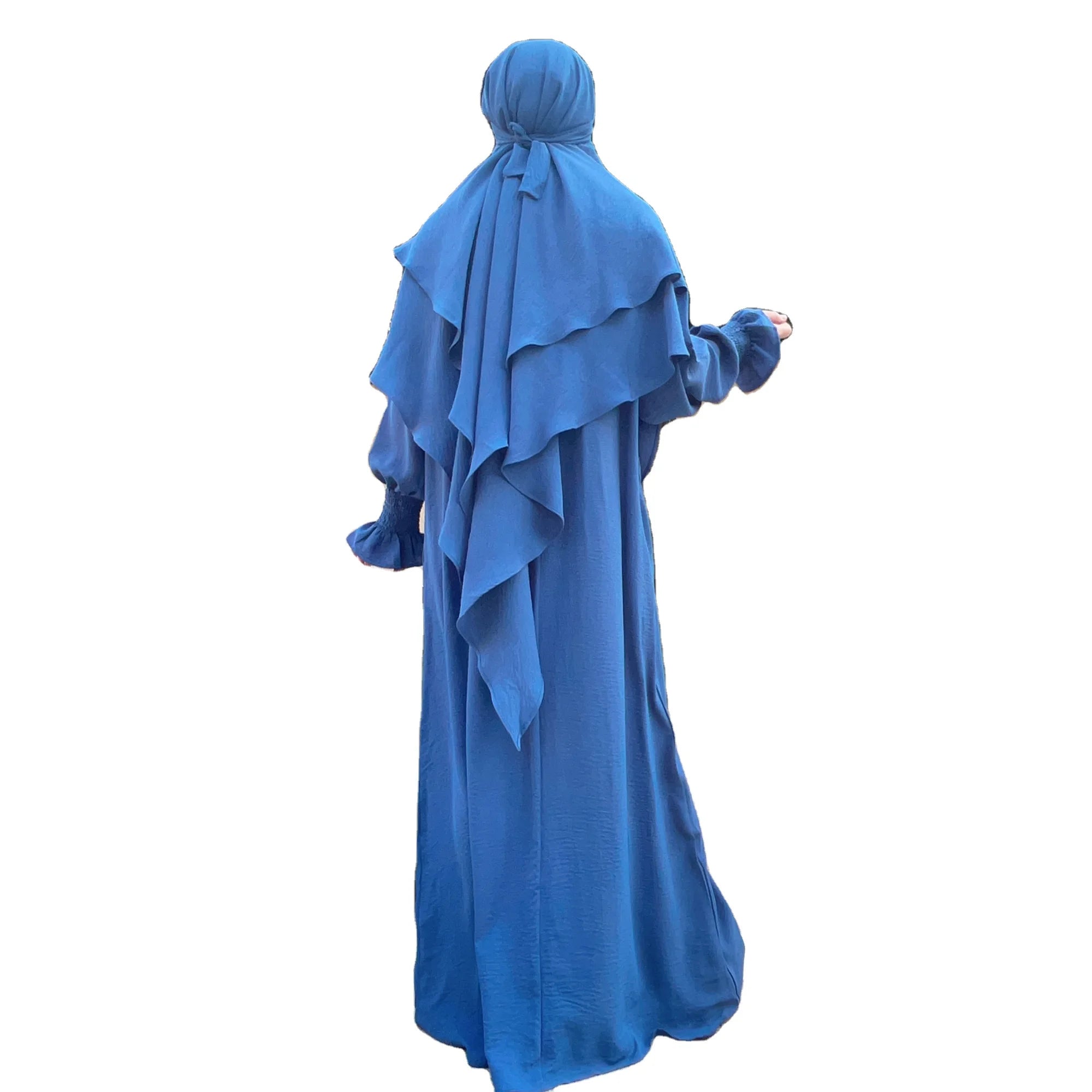 Loriya Fashion Islamic Clothing Prayer Jilbab Dress Abaya Set Abaya Women Muslim Dress and Two Layers Khimar Abaya Set
