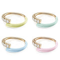 Exquisite 925 Sterling Silver Cz Jewelry 18k Gold Plated Color Enamel Ring