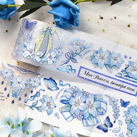 Custom Printed Transparent Matte Flowers Set PET Tape Colored Stationery for Diary Planner