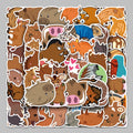 50 Pcs Cute Wild Boar Graffiti PVC High-quality Durable Stickers for Skateboard Phone Case Guitar Water Bottle and Books