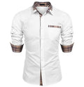 New Fashion Casual Plaid Shirt England Style Lapel Collar Polo T Shirts Long Sleeve Mens Cotton Shirts