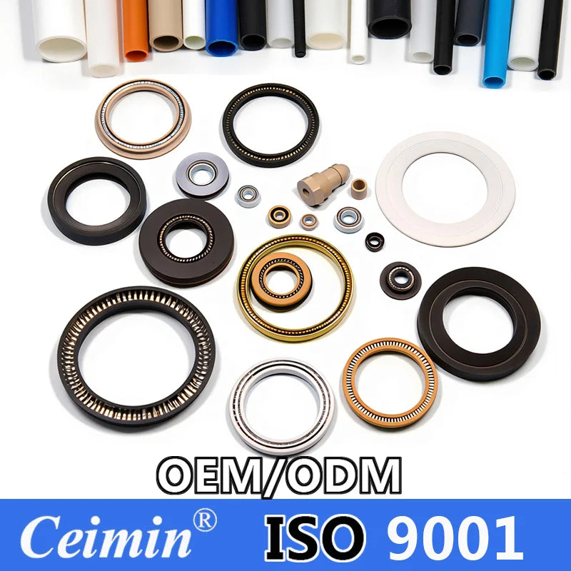 Wholesale Modified PTFE Metal Spring PTFE Seal for Vacuum Pump Wide Temperature Low Wear With V Type Spring Metric Size