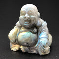 Huiying Bulk Carving labradourite Feng Shui Crafts Natural Stone sitting happy buddha Head Figurine