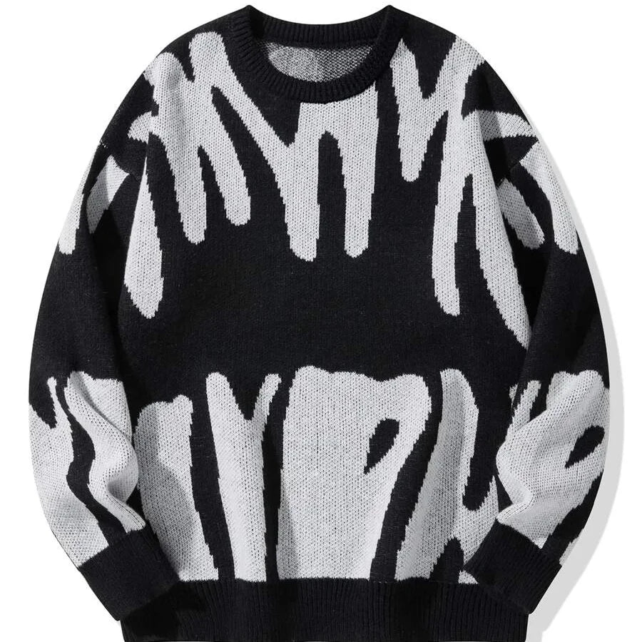 Custom Design logo Knit Pullover Top Long Sleeve Fashion Casual Streetwear Men Colorful Star Pattern Knitted Cotton Sweater