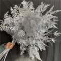 O-X729 Wholesale Wedding Decoration Silver Flowers Branch Hanging Flowers Long Stem Artificial Plants for Floral Arrangement