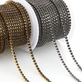 Shiny Black Diamond Crystal Chain for Women Men Delicate Stainless Steel Gold Plated Tennis Chain Link for DIY Jewelry