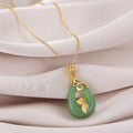 New Arrival Lucky Religious Jade Necklace 18K Gold Adjustable Stainless Steel Chain Natural Gemstone Waterdrop Necklace