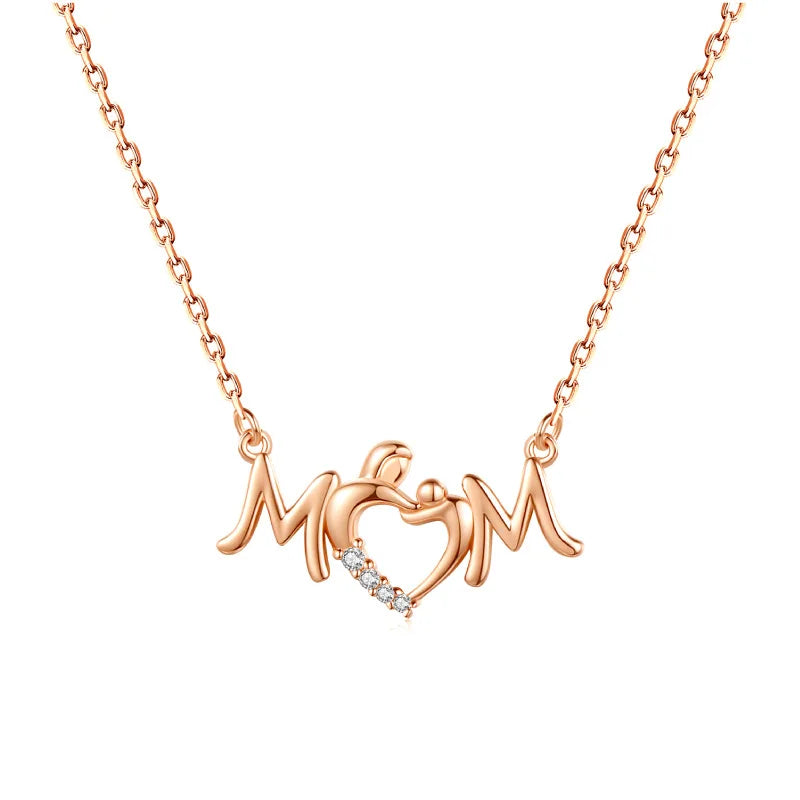 925 Women's Jewelry Wholesale New Sterling Silver Fashion Necklace Zircon Rose Gold Plated Personalized for Mother's Day