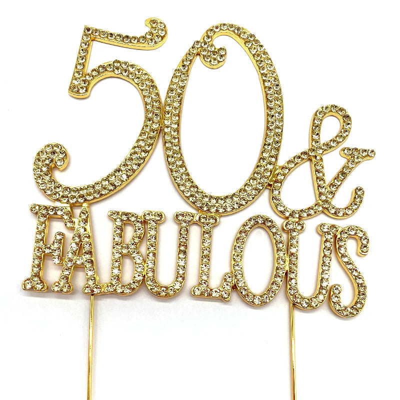 Smaller Quantity Mixed Cake Topper Gold  50th Birthday Party Decoration Ideas Premium Quality
