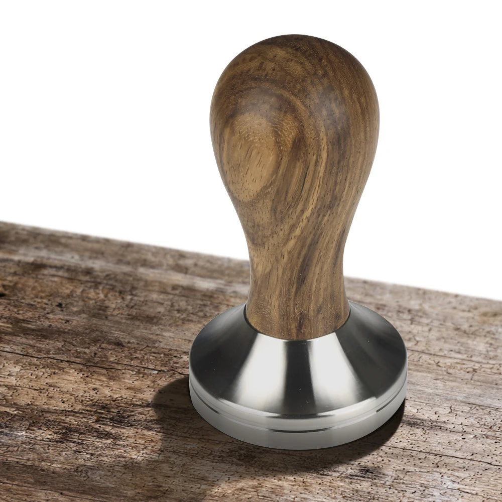 Rosewood Handle Espresso Portafilter Tamper Coffee Accessories 51mm 53mm 58mm 304 Stainless Steel Coffee Tamper Base