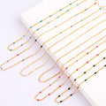 Simple 18K Real Gold Plated Necklace  45cm Length Brass Colorful Charm DIY Jewelry Findings Accessories Supplies M09