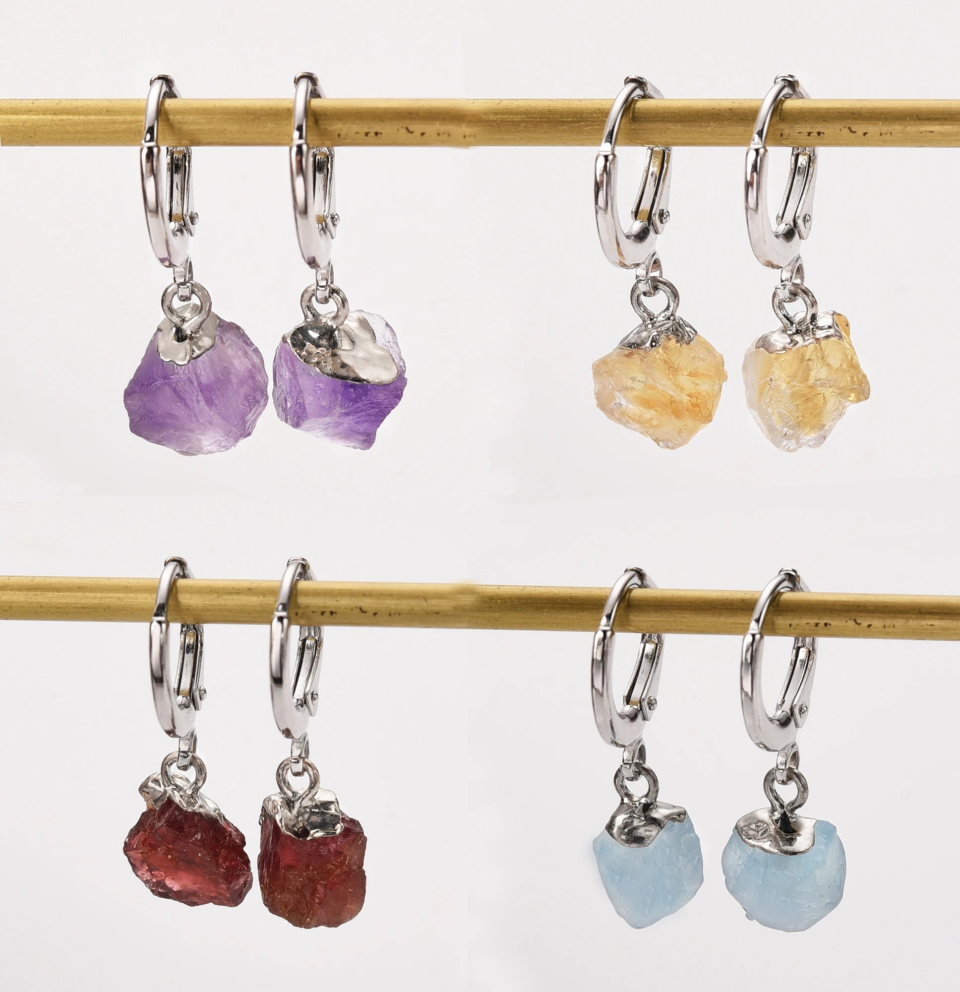 Rhodium Plated Women Silver Hoop Earrings 925 Sterling Custom Birthstone Hoop Earrings