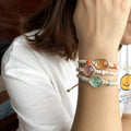 Sweet Daisy Dandelion Flower Bracelet Ceramic Beads Hand-weave Adjustable Bracelet for Women Girls