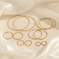 New Trendy 18K Gold Plated Round Stainless Steel Statement Gold Simplicity Round Hoop Multiple Size Customized Hoop Earrings