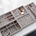 Handmade DIY Jewelry Box Drawer Storage Organizer Gray Soft Velvet Jewellery Earring Necklace Pendant Bracelet Tray