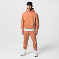 Wenshuo Simple Solid Color Set Custom logo Hooded Long Sleeve Sweatshirt Wholesale Men's Winter Tracksuit Set Factory Direct