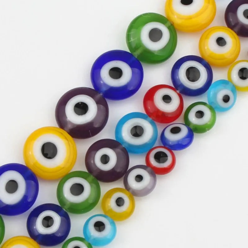 Wholesale Mixed Color 6/8/10MM Flat Eye Lampwork Glazed Glass Beads for Jewelry Making with Crystal Lampwork & Glass Beads