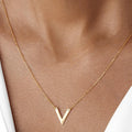 K020  Wholesale Simple Jewelry Stainless Steel  Initial Letter V Shaped Necklace Gold Silver Alphabet V Necklace for Women
