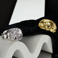 ICEBELA Jewelry Classic Luxury Lava Irregular High Polished Waterproof 18K Gold Plated 925 Sterling Silver Opening Rings