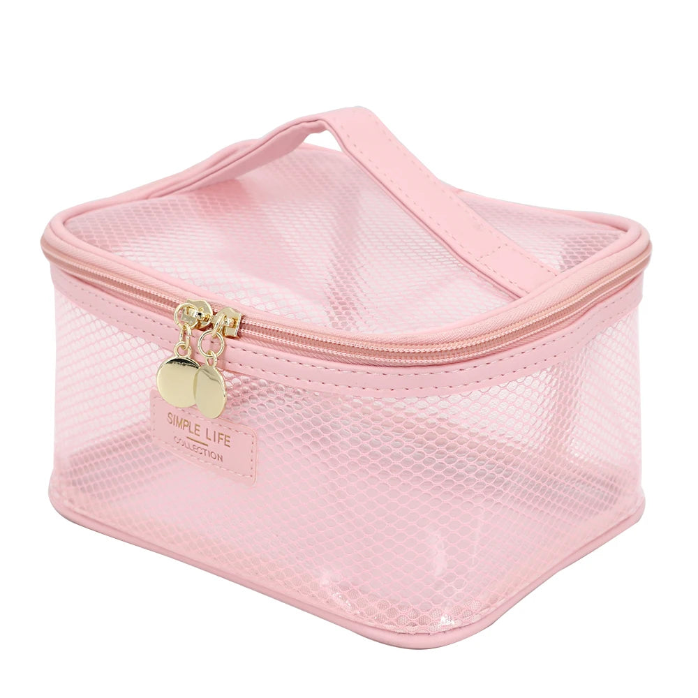 Custom Waterproof Portable Cosmetic Make up Case Bag for Ladies Clear EVA Mesh Toiletry Wash Travel Bag for Girls Gift OEM