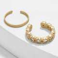 Minimalist Alloy Copper Two Pieces Pack Simple Rhinestone Beads Paving Ear Cuff Earrings Non-piercing Ear Cuffs Cartilage
