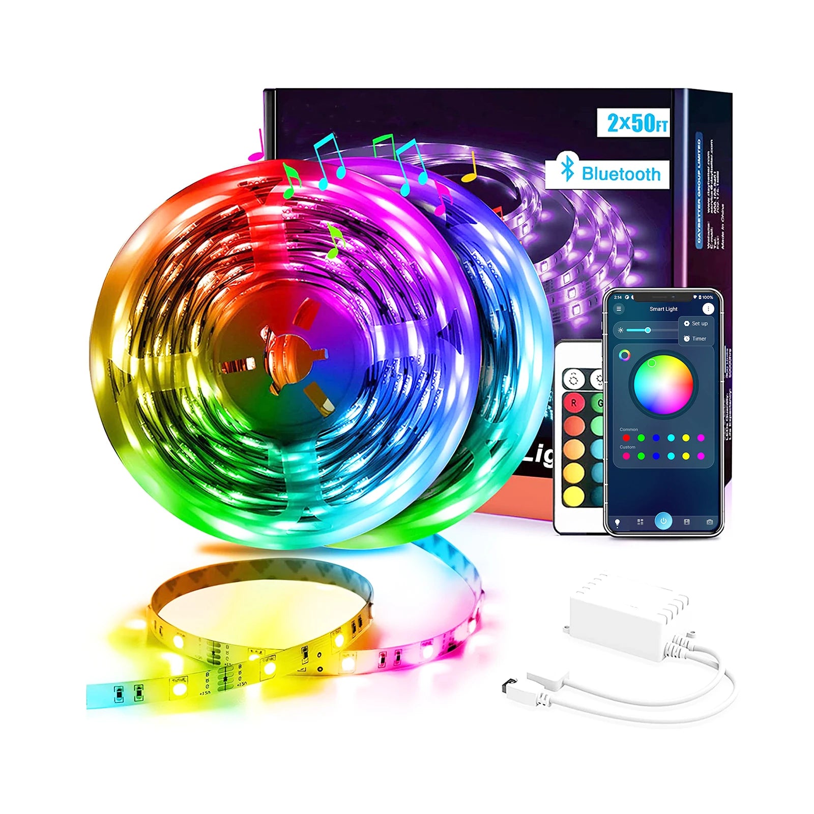 100ft 30M RGB 2835 Copper Night Club Music Sound Sync Control for APP Control Smart LED Strip Light
