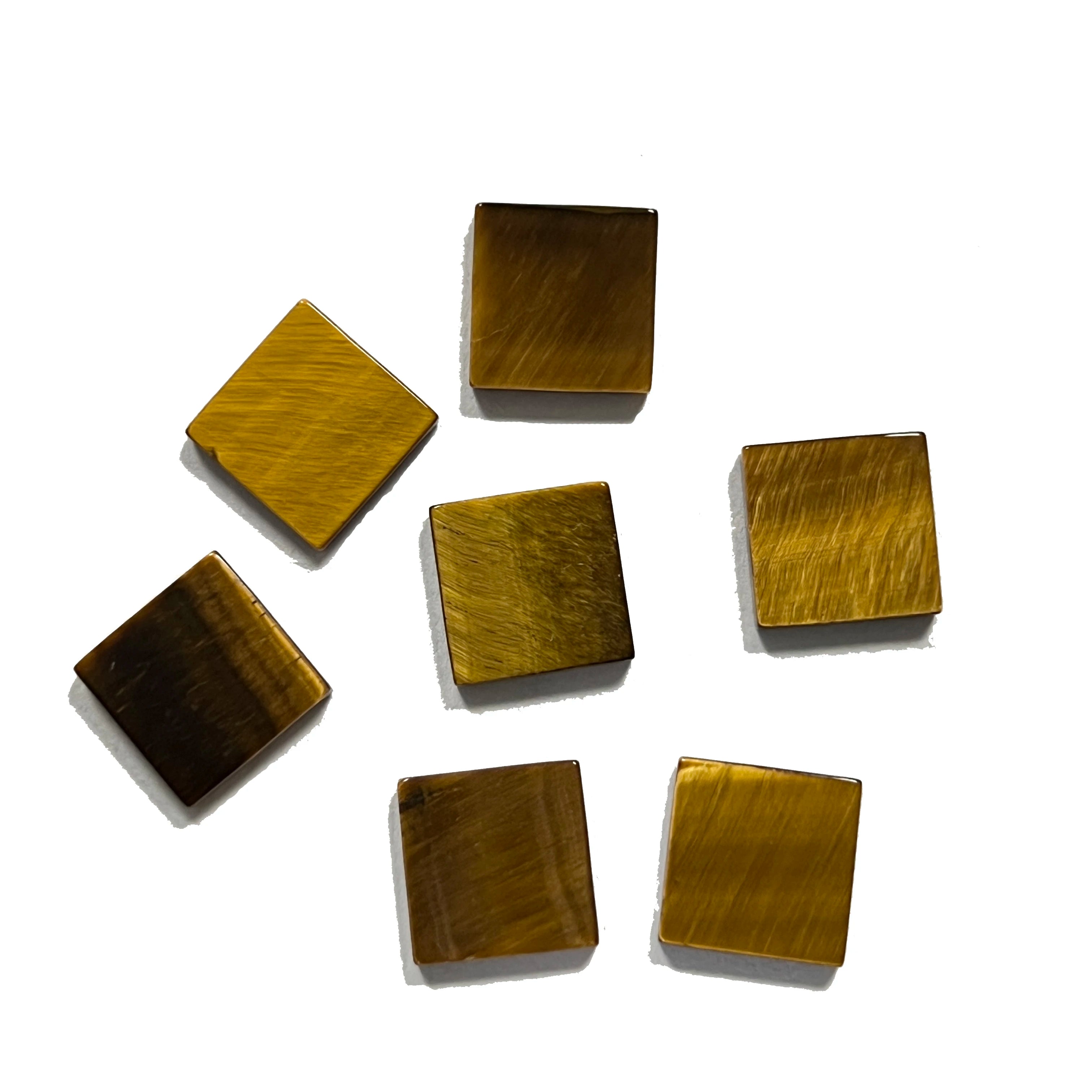 Good Polished 10x10x2mm Square Flat Yellow Slice Natural Tiger Eye Gemstones