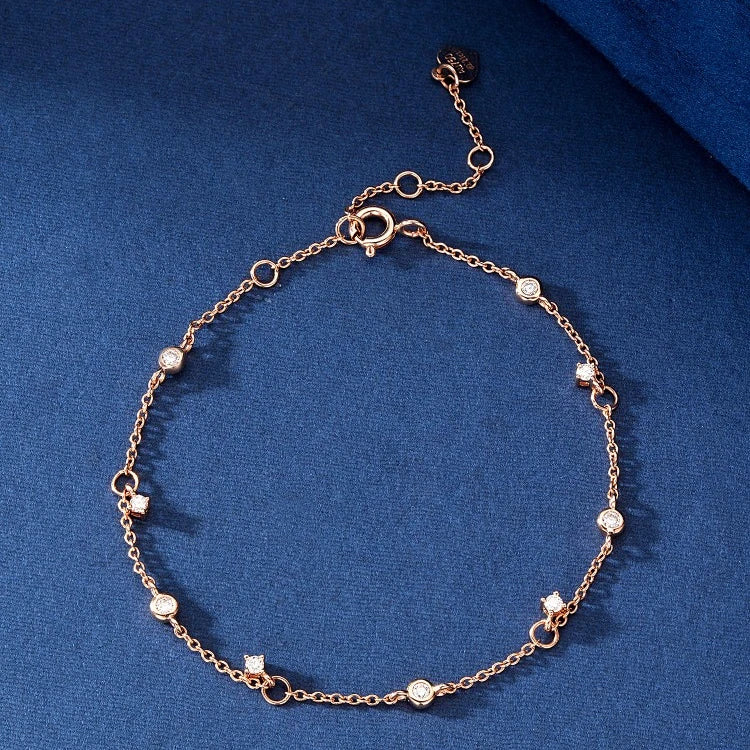 H&F Original 18k Gold Diamond Bracelet Bubble Simple Female Natural Diamond Tennis Bracelets
