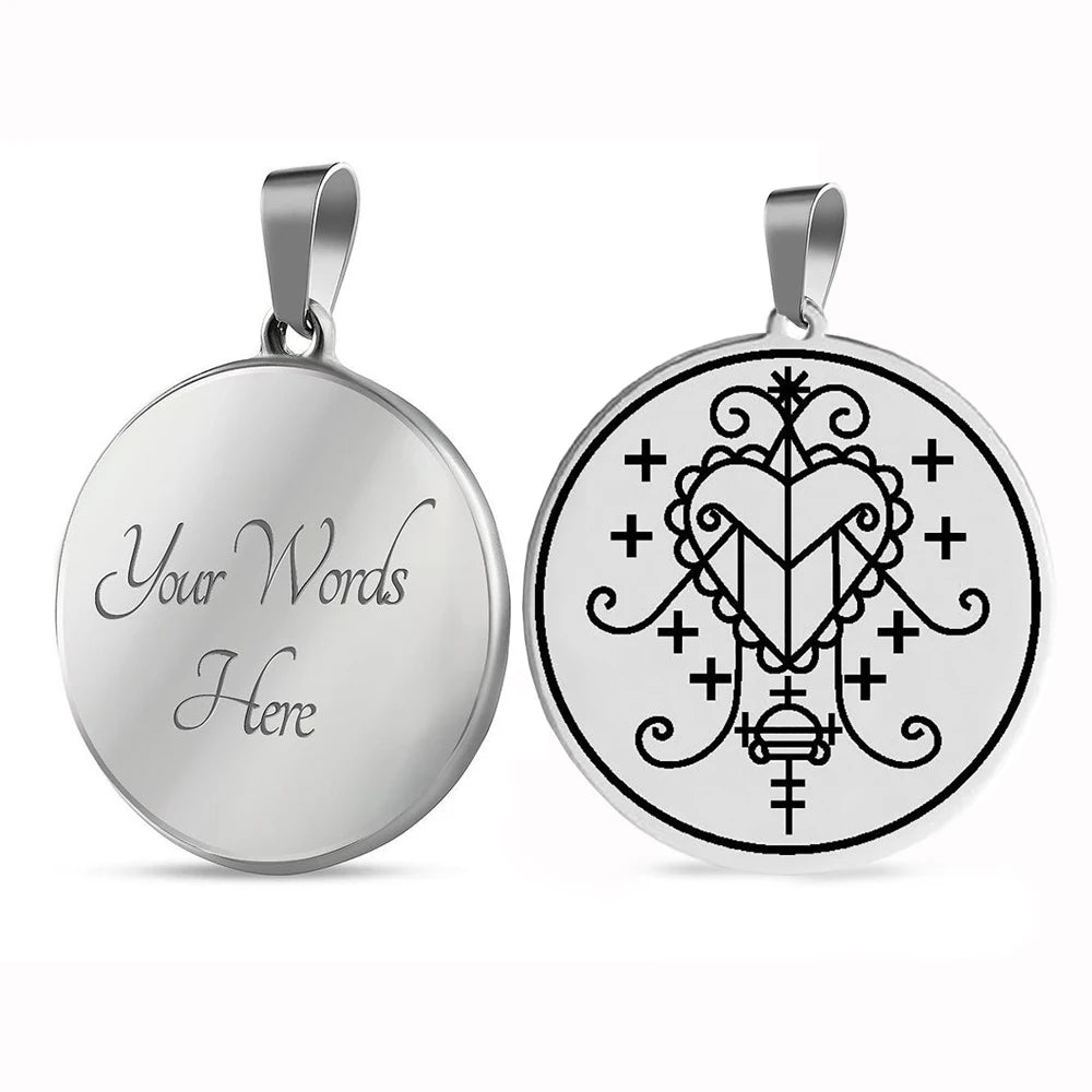 HLSS059 Amulette D'Erzulie Ezili Freda Voodoo Loa Veve Symbol Talisman Jewelry Stainless Steel Laser Marking Pendant Necklace