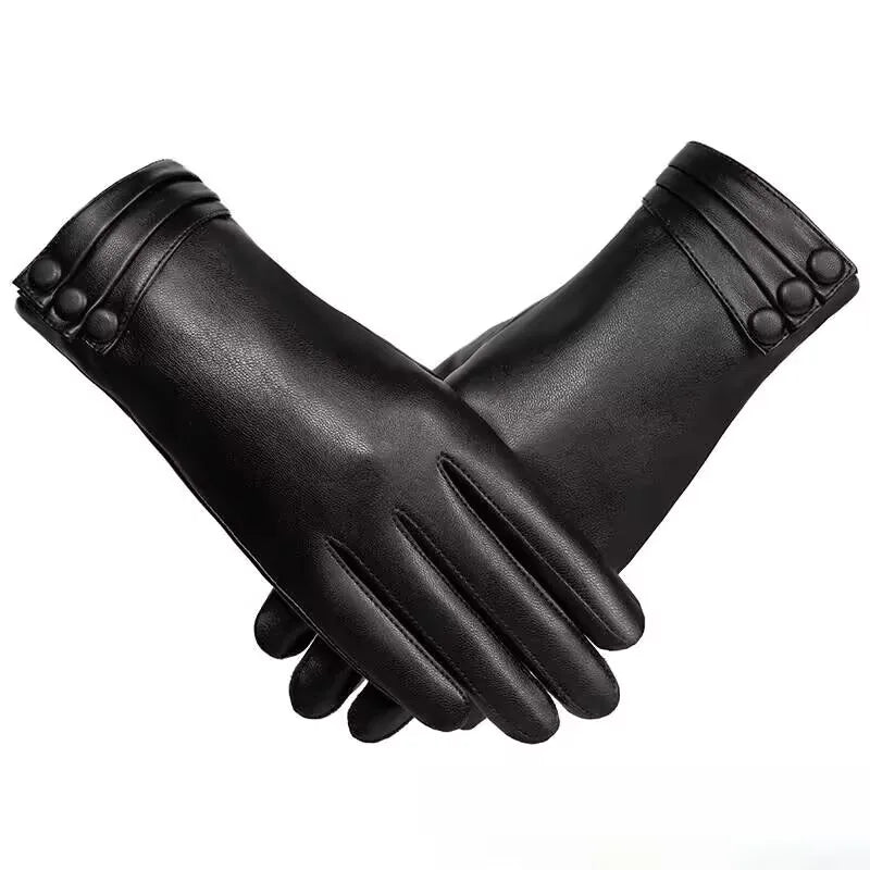 Mens Womens Winter Thermal Leather Touch Screen Fleece Lined Windproof Warm Suede Cycling Fashion Dress Gloves