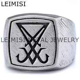 Vintage Satanic Sigil of Lucifer Ring Gothic Amulet Jewelry Demon Devil Seal of Satan Signet Symbol Ring