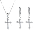925 Sterling Silver Cross Earring Pendant Plated With Christian Faith Cubic Zircon