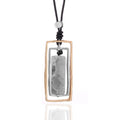 Modern Fashion Double Hollow Rectangular Agate Black Leather Cord