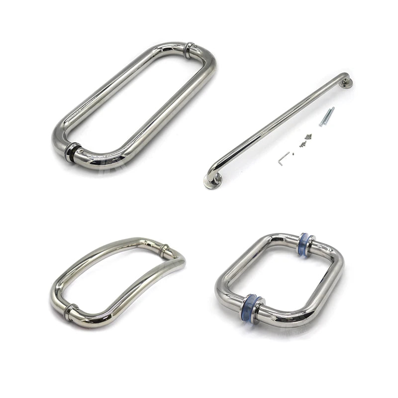 SUS304 O Shape Back to Back Bathroom Glass Door Knob Towel bar Shower Pull Handle