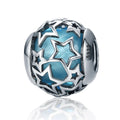 4 Colors 925 Sterling Silver Shimmering Star Openwork Blue Crystal Red Beads Fit Original Charm Bracelet Fine Jewelry DIY SCC411