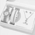 2024 Luxury Women's Quartz Watch with Stylish INS Band Fashionable Ladies Gem 5-Piece Jewelry Set Wholesale