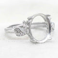 Sterling Silver 10*12mm Semi Mount Ring Empty Frame Blank Support Setting S925 Base Holder Without Center Stone for DIY Inlay