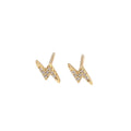 925 Sterling Silver Small Lighting Flash Shape with White Diamond Cz Stud Earring for Women