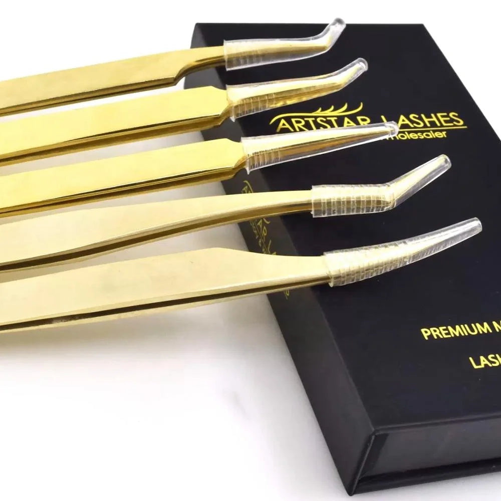 Private Label Professional Stainless Steel Lashes Tweezers Volume Tweezers Light Weight Eyelash Extension Tweezers