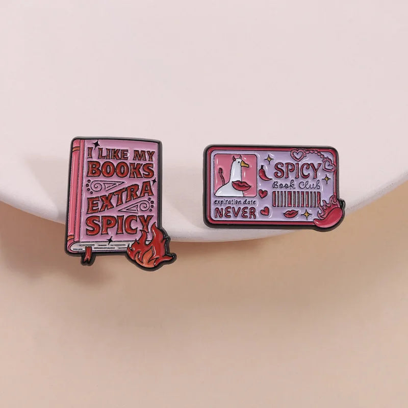 Fashion Spicy Book Club Pin Pink Bookish Alloy Badge