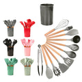 12-Piece Wood Handle Silicone Kitchen Cooking Utensils Set Baking Tools for Home Kitchen Use